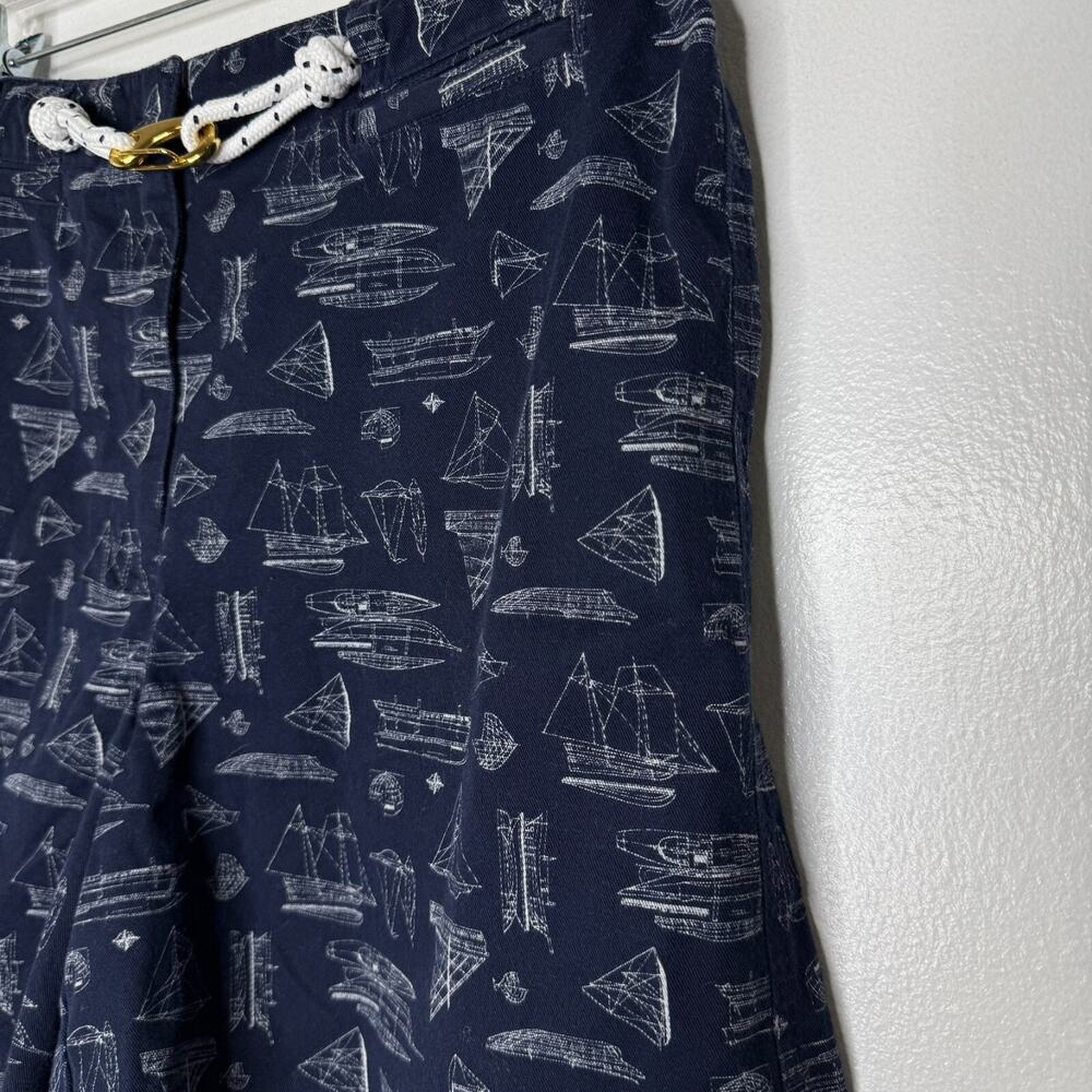 Ralph Lauren Shorts Size 8 Navy Nautical Sailboat Print Coastal Cotton Chic